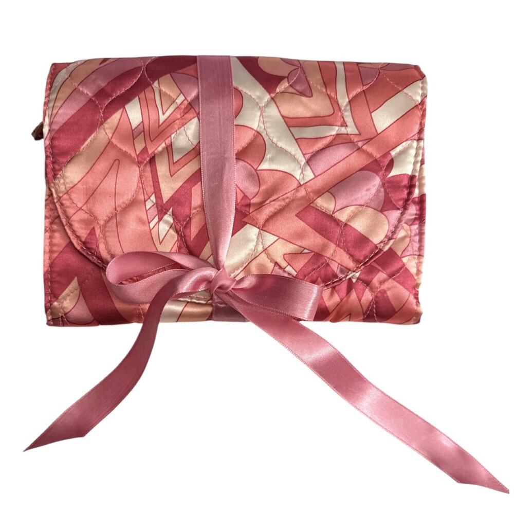 Avon Satin Jewelry Makeup Travel Trifold Tie Closure Zip Pouches 5X7 Folded